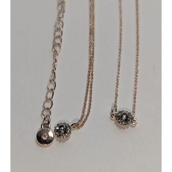 LC Rose Gold Chain Rhinestone Charm Bracelet Necklace Set - Picture 8 of 12